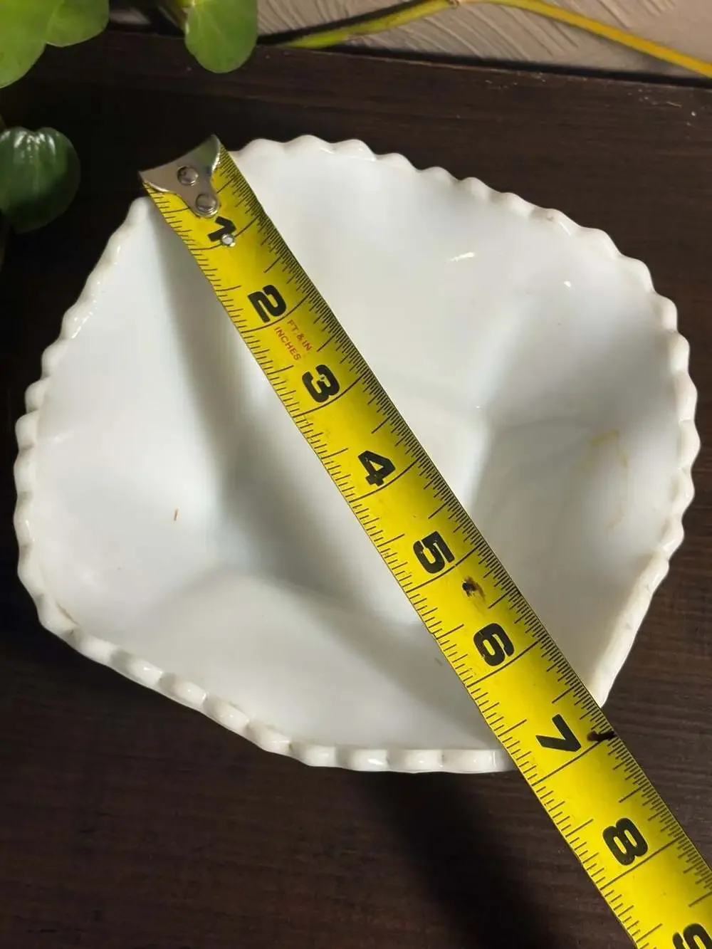 Vintage Hazel Atlas Milk Glass Square Dish w Quilt Pattern & Scalloped Edge